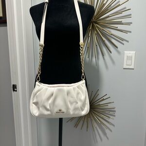 Michael Kors Cream Quilted Shoulder Bag with Gold Chain Strap